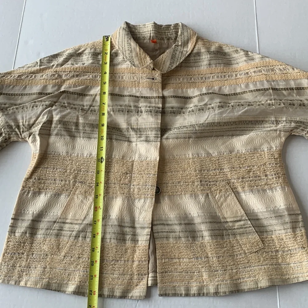 PIAZZA SEMPIONE Vintage Textured White, Beige, Gray, Gold Jacket - Size Medium - Picture 14 of 16